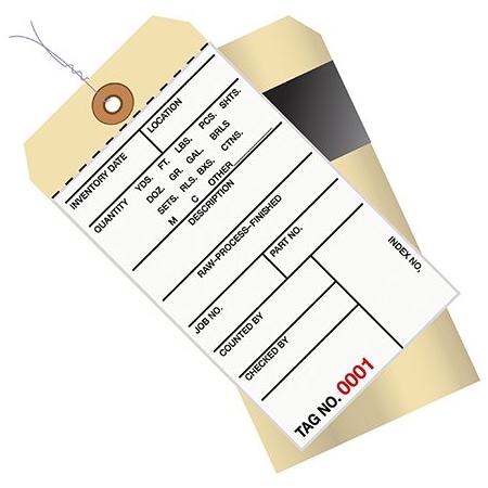 Bsc Preferred 6 1/4 x 3 1/8'' - 0000-0499 Inventory Tags 2 Part Carbon Style #8 - Pre-Wired, 500PK BUY00019514